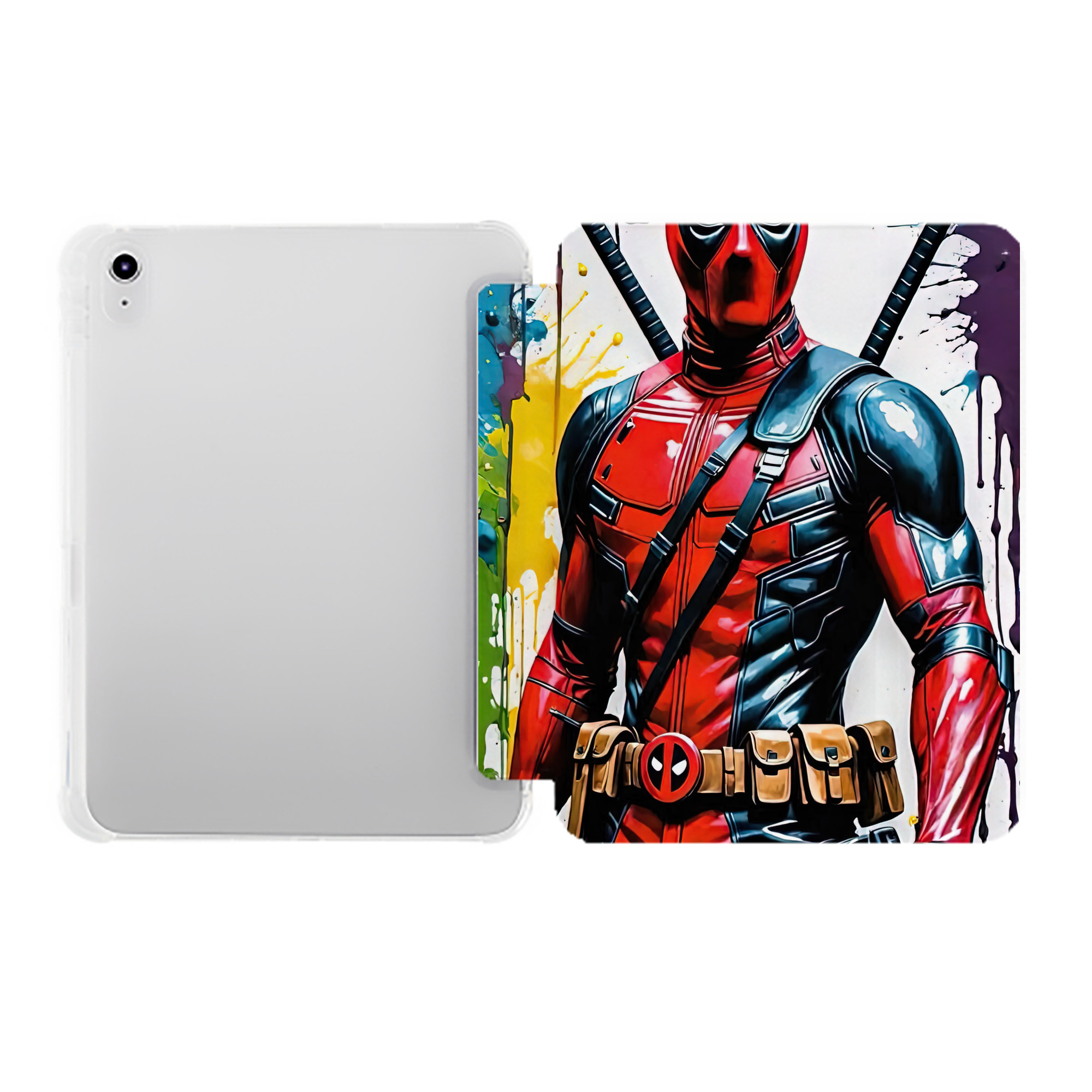 （画像用） Deadpool デッドプール IPad ケース ペン収納付き 三つ折りスタンド PUレザー×シリコン 対応機種9.5/10.5/10.9インチ